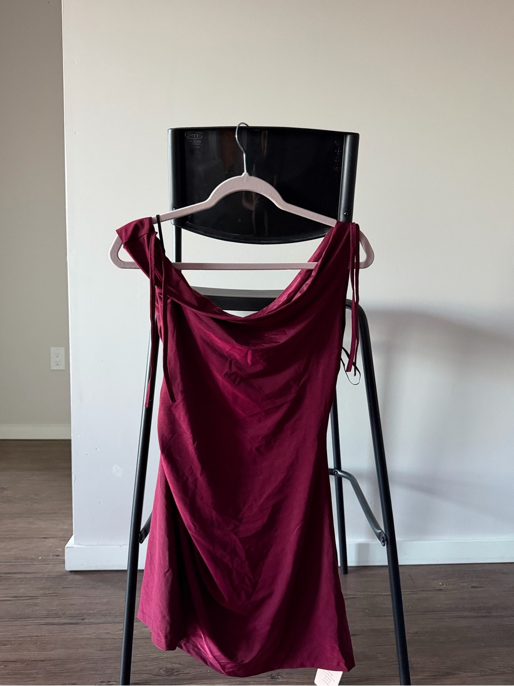 SHEIN Burgundy Cowl Neck Mini Slip Dress